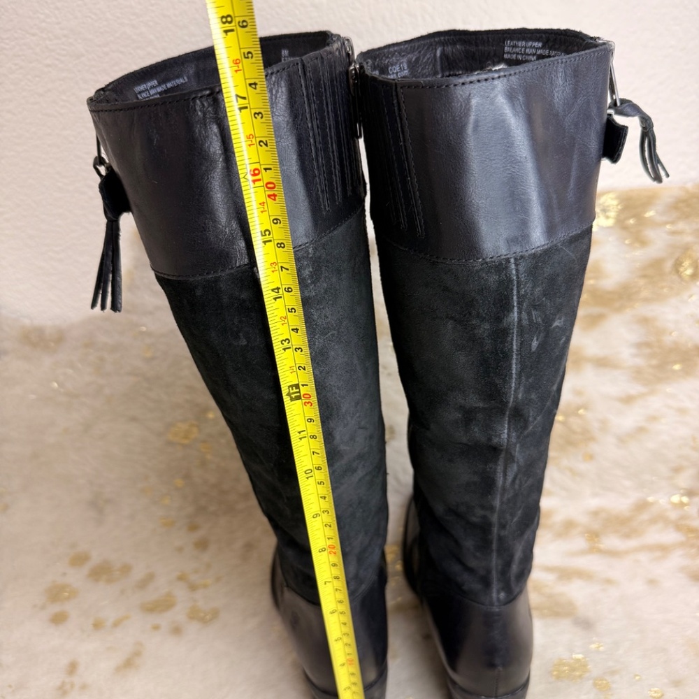 Born Uchee Boots Women 8 US Black Knee High Tall Leather Riding Heeled Excellent - Picture 8 of 12